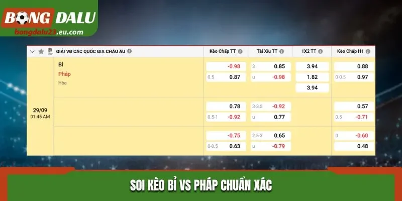 Soi kèo Bỉ vs Pháp chuẩn xác qua bảng kèo nhà cái mới nhất